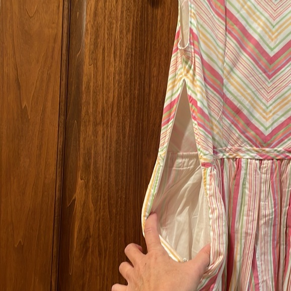 Eshakti Pastel Candy Striped V-Neck Flare Sleeveless Dress Size 6 - Picture 8 of 9